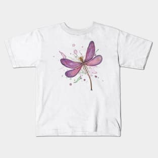 Dragonfly Pink Watercolor Kids T-Shirt